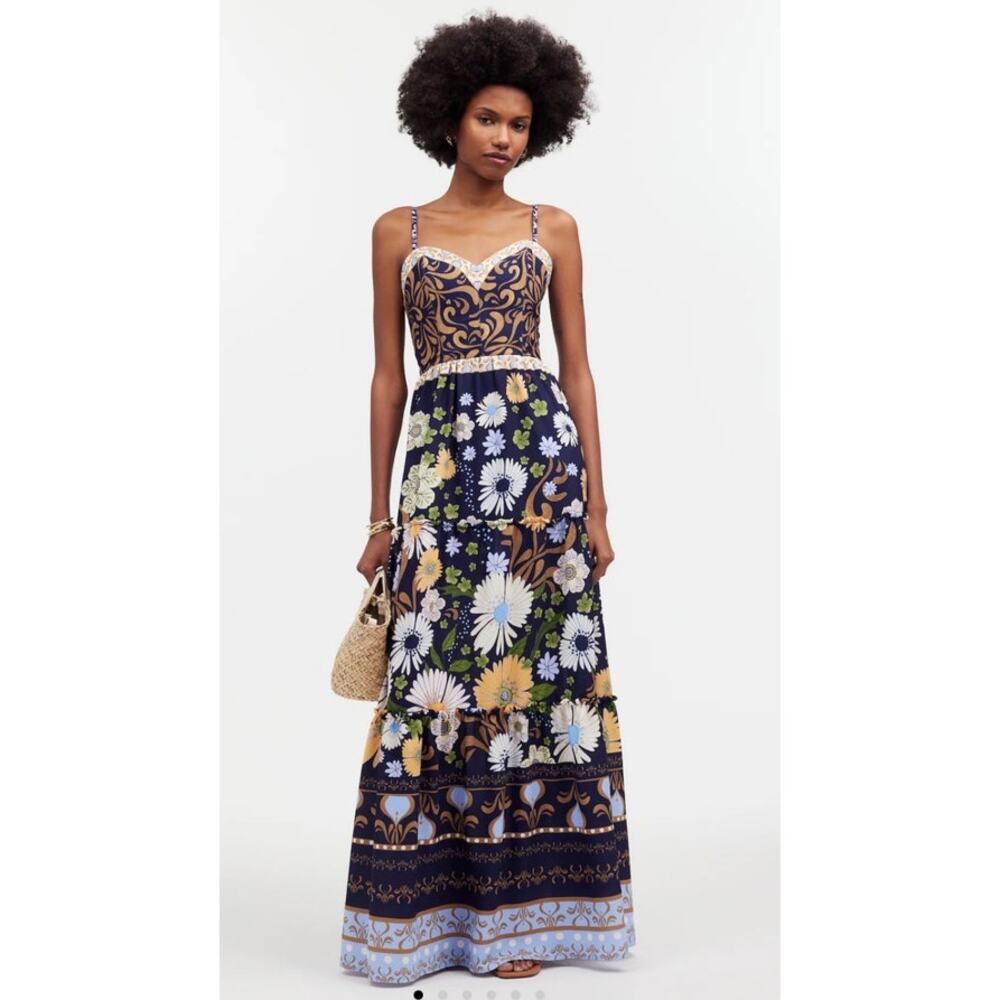 Agua Bendita Blue and White Sleeveless Maxi Dress